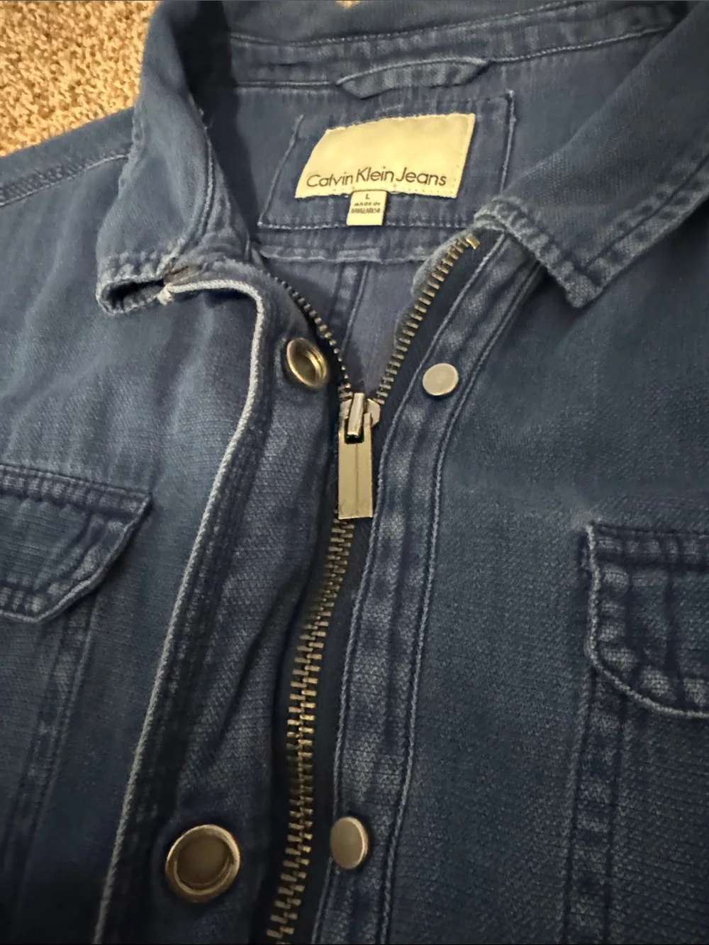 Calvin Klein Jeans Indigo Blue Utility Jacket with Drawstring - Picture 3 of 6